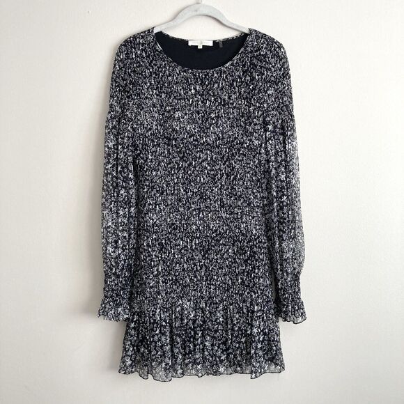 LoveShackFancy Scarlett Evening Sky Star Print Chiffon Ruched Mini Dress Size M - Picture 1 of 10